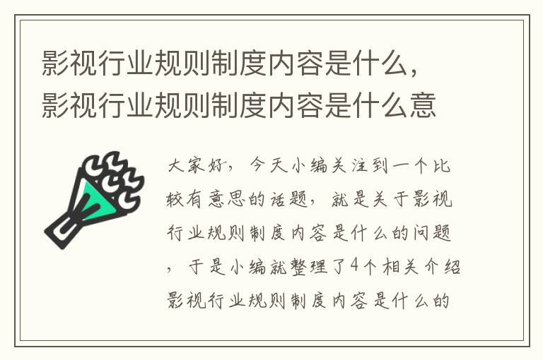 影视行业规则制度内容是什么，影视行业规则制度内容是什么意思