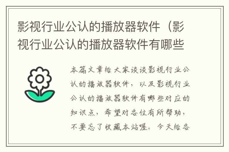 影视行业公认的播放器软件（影视行业公认的播放器软件有哪些）