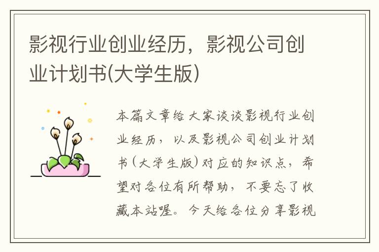 影视行业创业经历，影视公司创业计划书(大学生版)