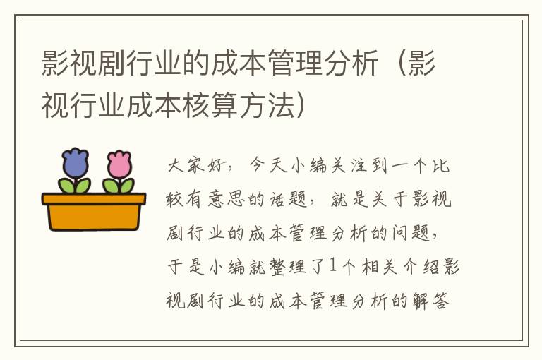 影视剧行业的成本管理分析（影视行业成本核算方法）