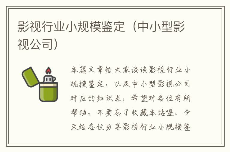 影视行业小规模鉴定（中小型影视公司）