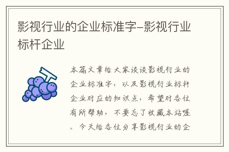 影视行业的企业标准字-影视行业标杆企业