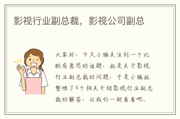 影视行业副总裁，影视公司副总