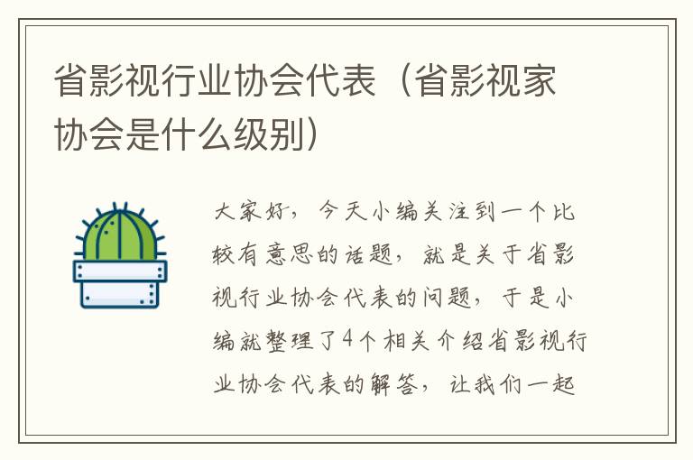 省影视行业协会代表（省影视家协会是什么级别）