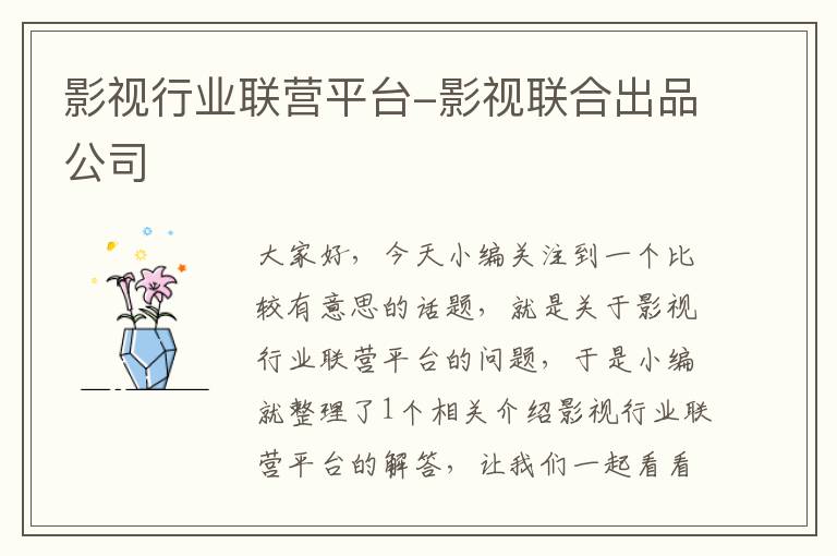 影视行业联营平台-影视联合出品公司