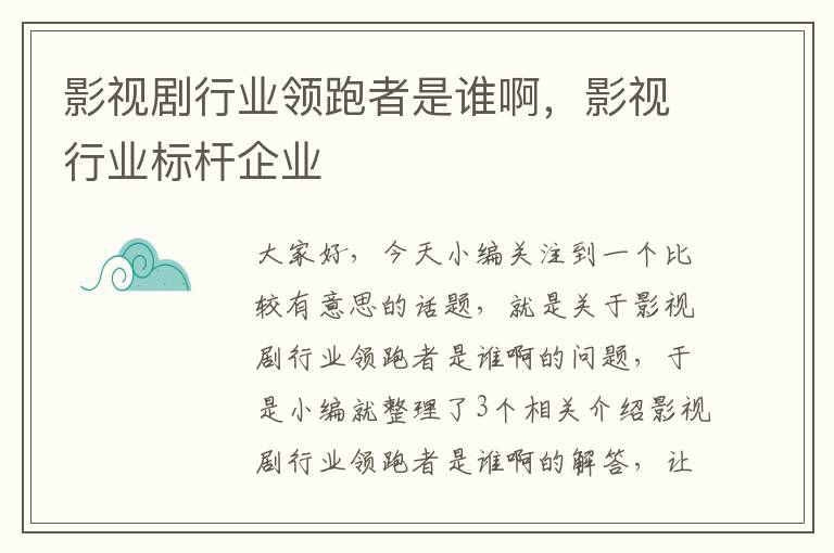 影视剧行业领跑者是谁啊，影视行业标杆企业