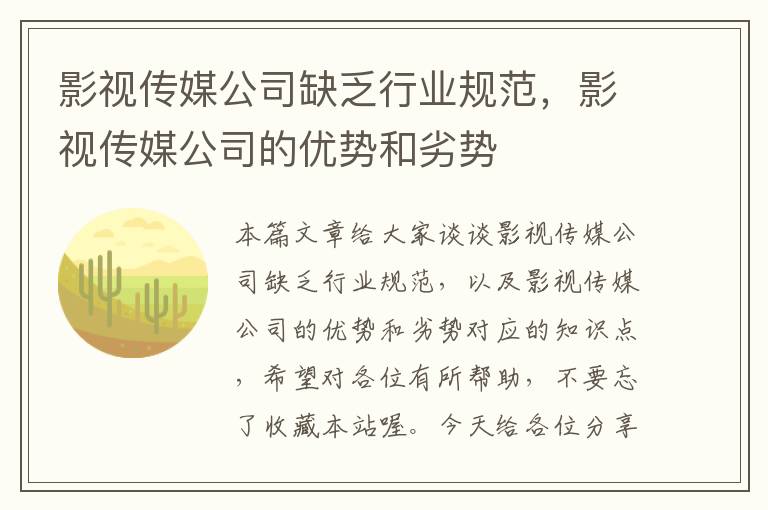 影视传媒公司缺乏行业规范，影视传媒公司的优势和劣势