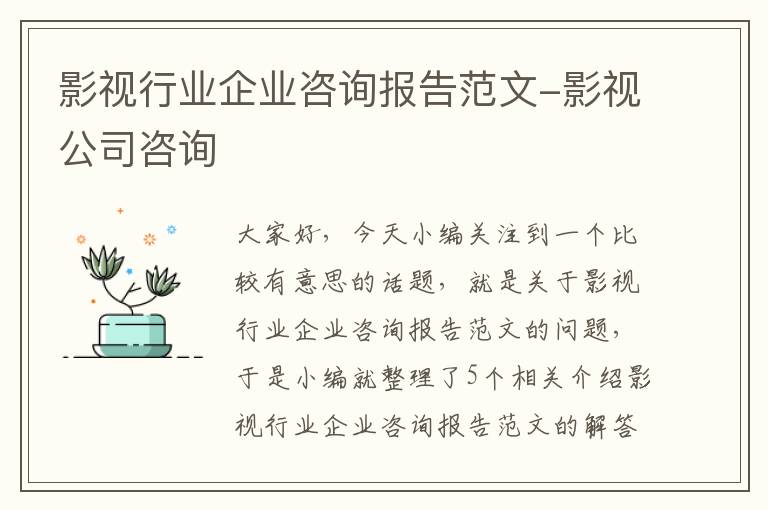 影视行业企业咨询报告范文-影视公司咨询