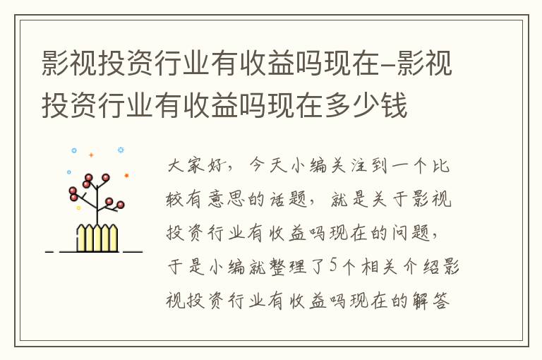 影视投资行业有收益吗现在-影视投资行业有收益吗现在多少钱