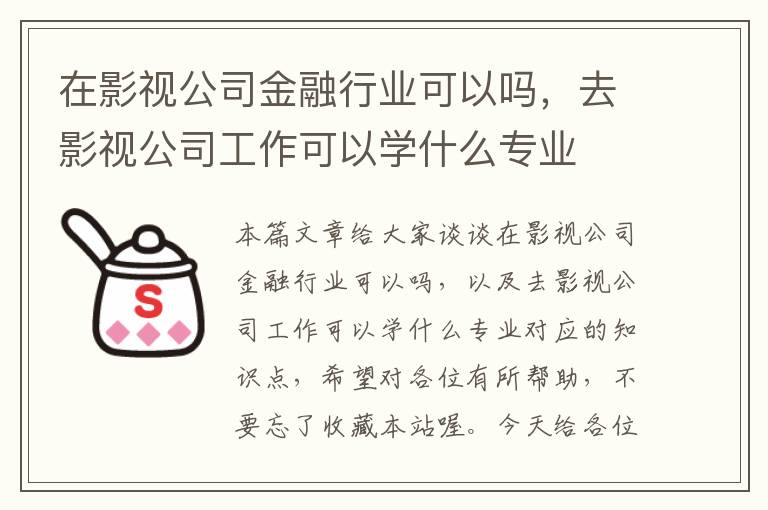 在影视公司金融行业可以吗，去影视公司工作可以学什么专业