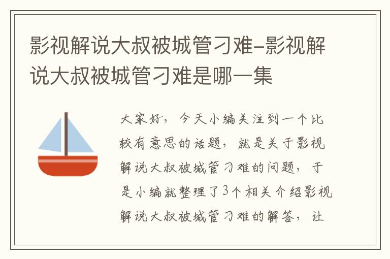 影视解说大叔被城管刁难-影视解说大叔被城管刁难是哪一集