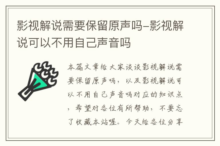 影视解说需要保留原声吗-影视解说可以不用自己声音吗