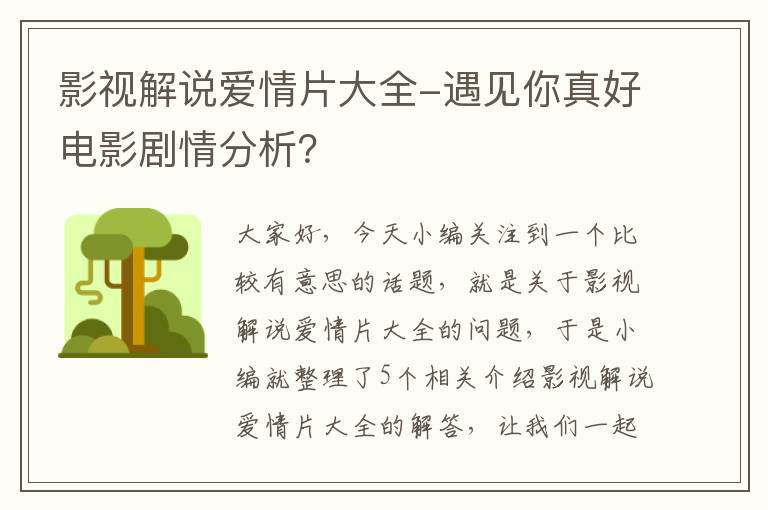 影视解说爱情片大全-遇见你真好电影剧情分析？