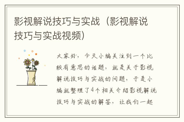 影视解说技巧与实战（影视解说技巧与实战视频）