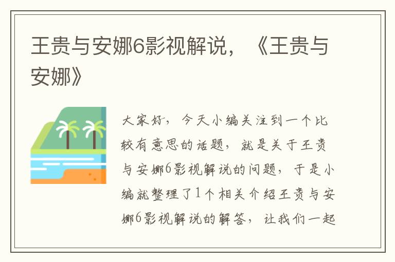 王贵与安娜6影视解说，《王贵与安娜》