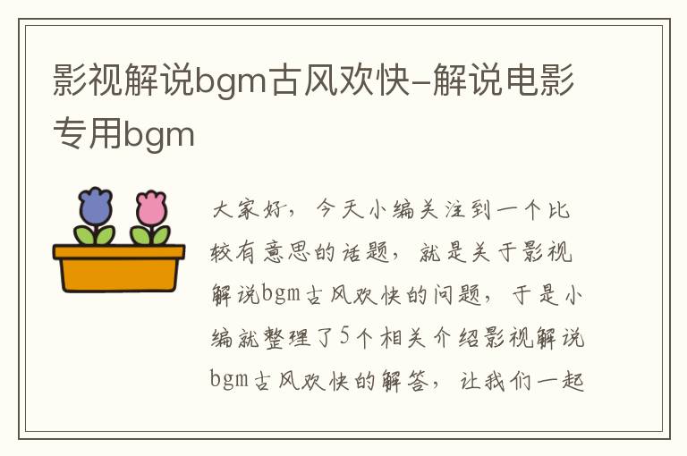 影视解说bgm古风欢快-解说电影专用bgm