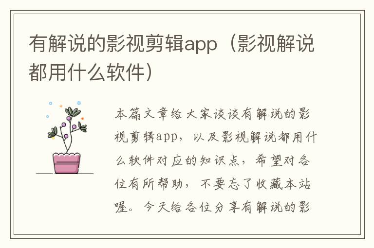 有解说的影视剪辑app（影视解说都用什么软件）