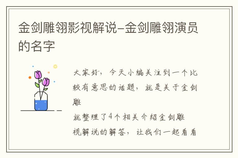 金剑雕翎影视解说-金剑雕翎演员的名字