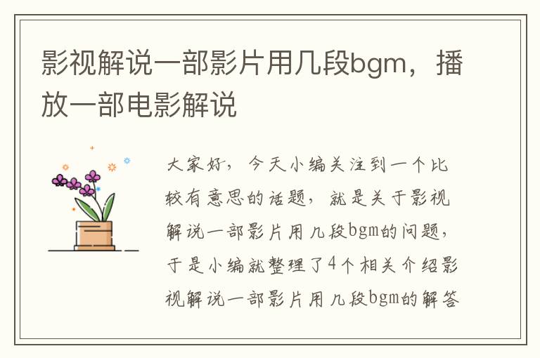 影视解说一部影片用几段bgm，播放一部电影解说