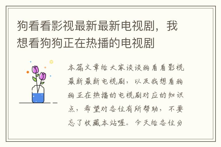 狗看看影视最新最新电视剧，我想看狗狗正在热播的电视剧