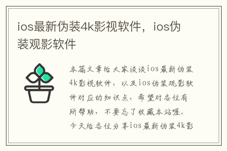 ios最新伪装4k影视软件，ios伪装观影软件