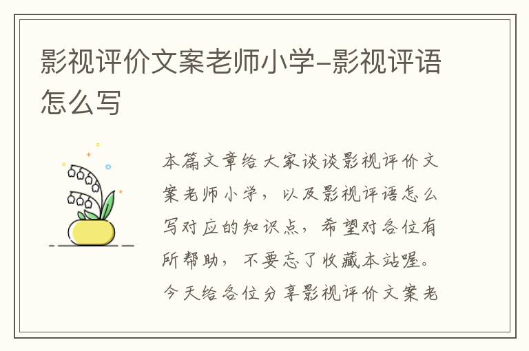 影视评价文案老师小学-影视评语怎么写