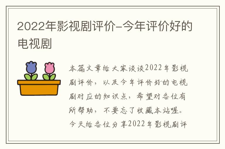 2022年影视剧评价-今年评价好的电视剧