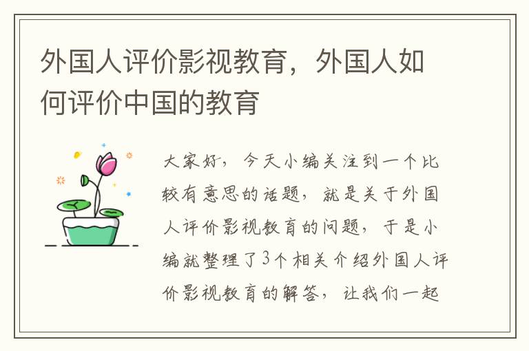 外国人评价影视教育，外国人如何评价中国的教育