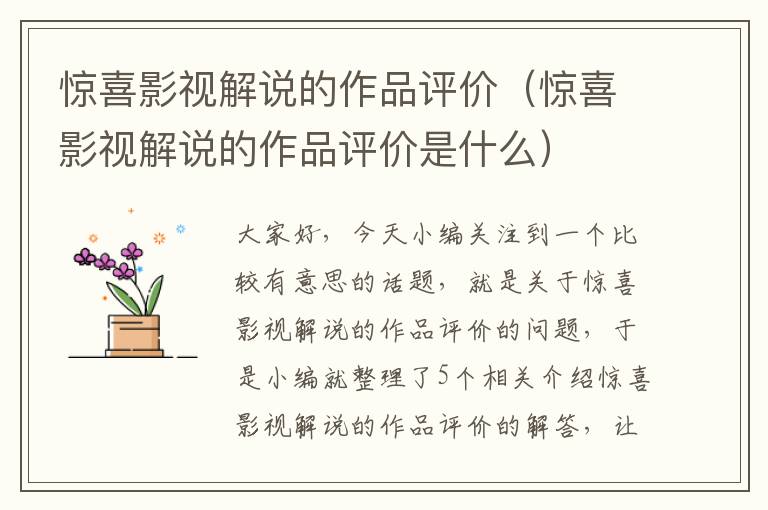 惊喜影视解说的作品评价（惊喜影视解说的作品评价是什么）