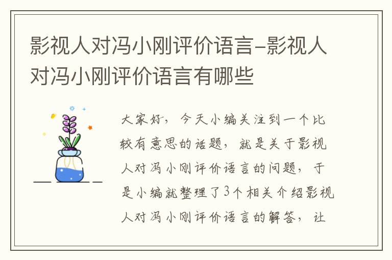 影视人对冯小刚评价语言-影视人对冯小刚评价语言有哪些