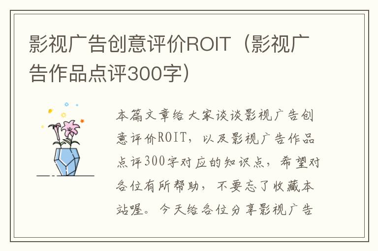 影视广告创意评价ROIT（影视广告作品点评300字）