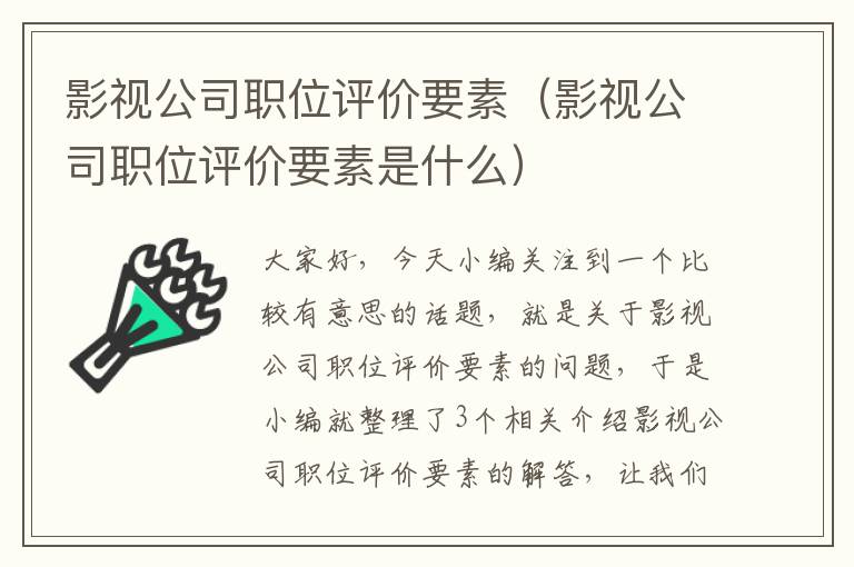 影视公司职位评价要素（影视公司职位评价要素是什么）