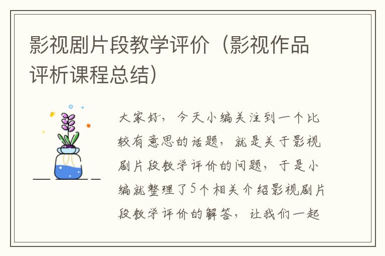 影视剧片段教学评价（影视作品评析课程总结）