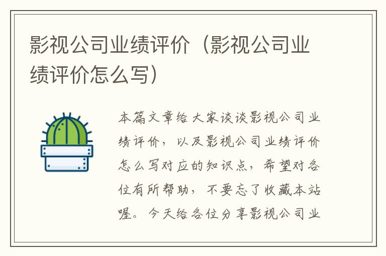 影视公司业绩评价（影视公司业绩评价怎么写）