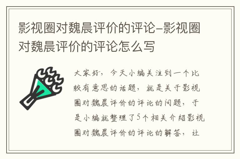 影视圈对魏晨评价的评论-影视圈对魏晨评价的评论怎么写