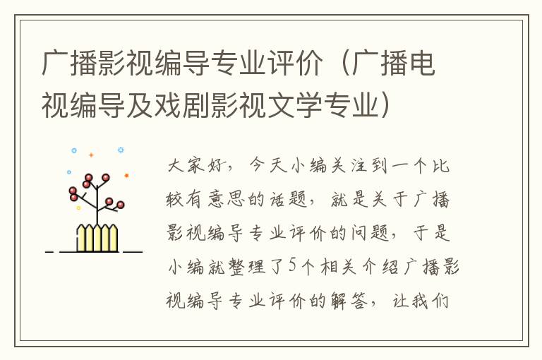 广播影视编导专业评价（广播电视编导及戏剧影视文学专业）