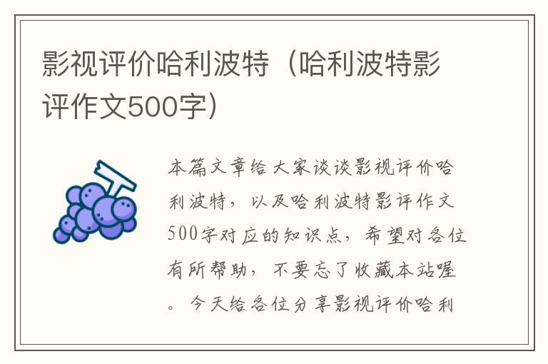 影视评价哈利波特（哈利波特影评作文500字）