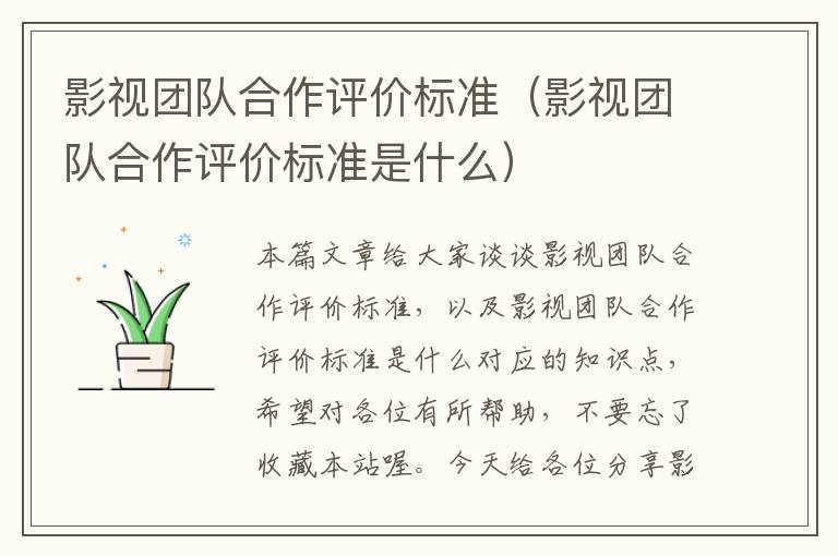 影视团队合作评价标准（影视团队合作评价标准是什么）