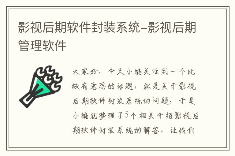 影视后期软件封装系统-影视后期管理软件