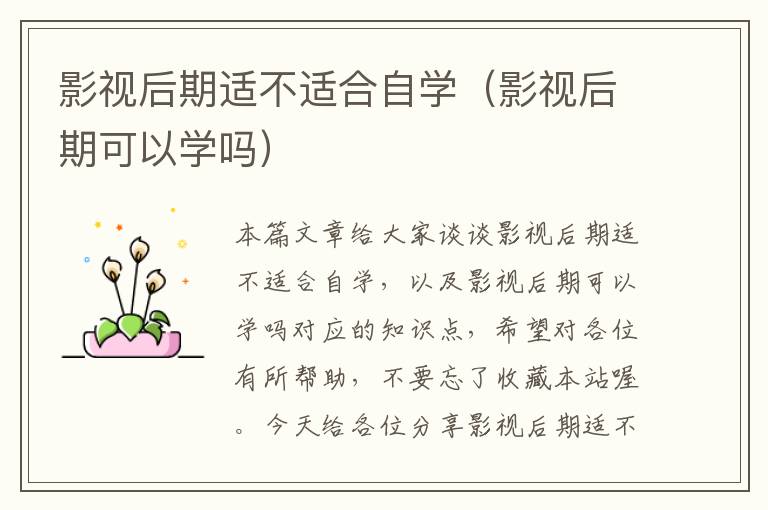 影视后期适不适合自学（影视后期可以学吗）