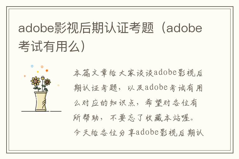 adobe影视后期认证考题（adobe考试有用么）