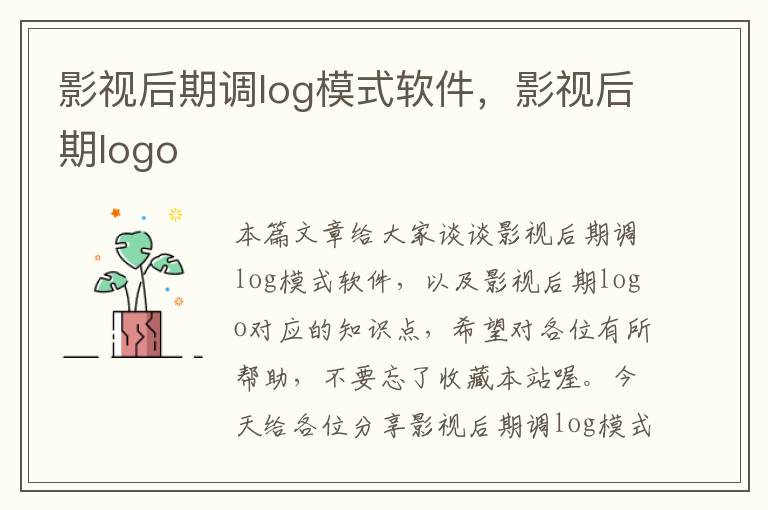 影视后期调log模式软件，影视后期logo