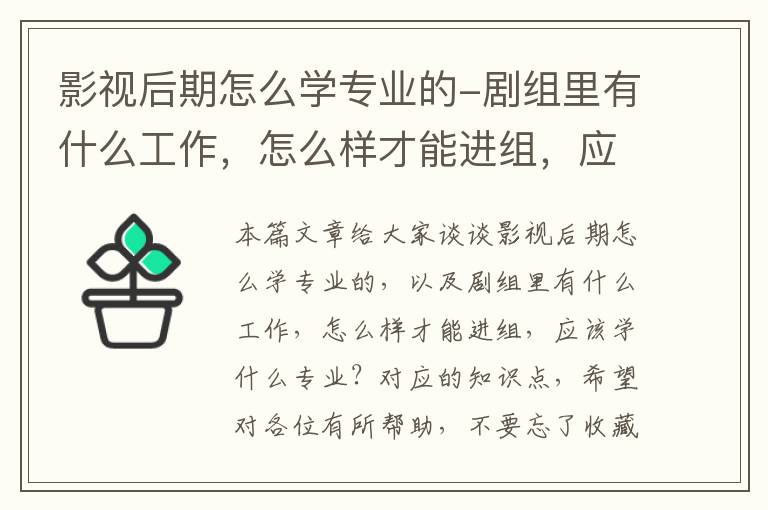 影视后期怎么学专业的-剧组里有什么工作，怎么样才能进组，应该学什么专业？