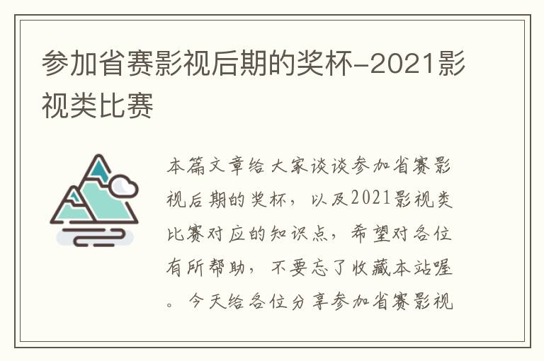 参加省赛影视后期的奖杯-2021影视类比赛