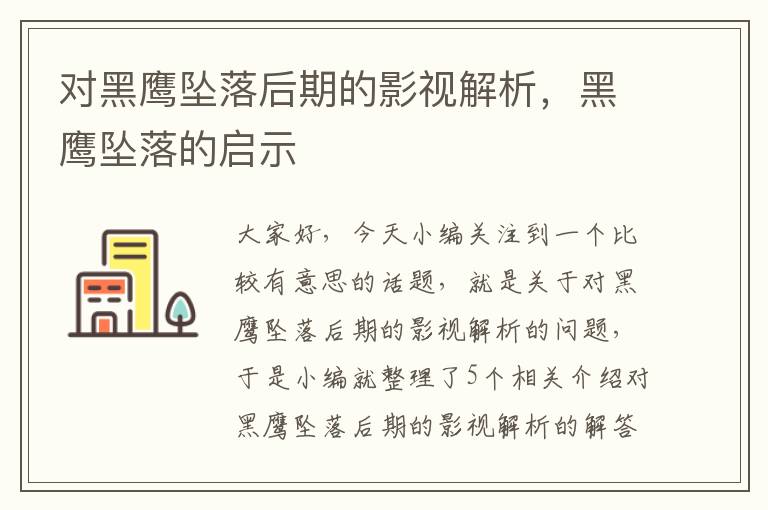 对黑鹰坠落后期的影视解析，黑鹰坠落的启示