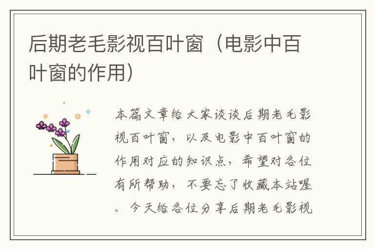 后期老毛影视百叶窗（电影中百叶窗的作用）