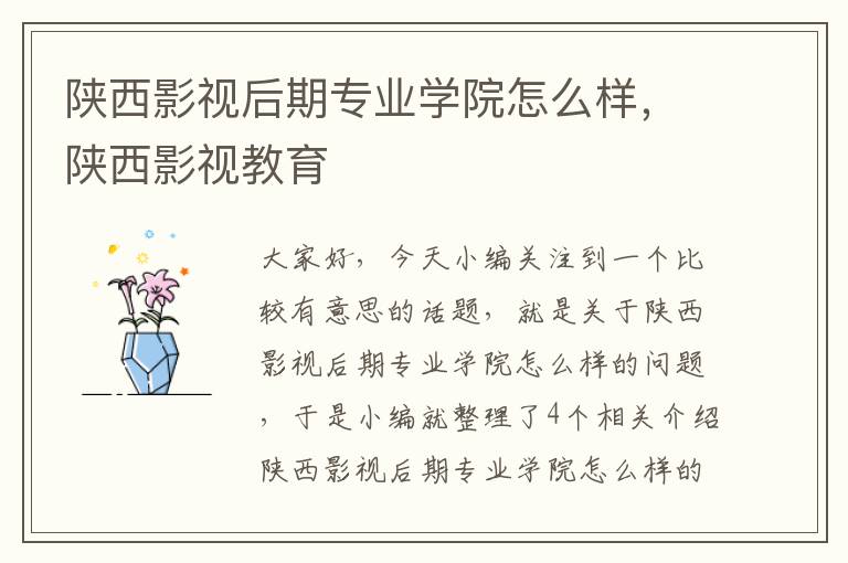 陕西影视后期专业学院怎么样，陕西影视教育