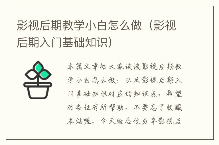 影视后期教学小白怎么做（影视后期入门基础知识）