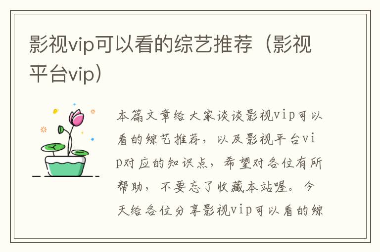 影视vip可以看的综艺推荐（影视平台vip）