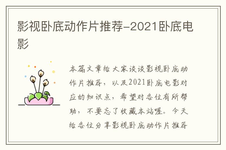 影视卧底动作片推荐-2021卧底电影